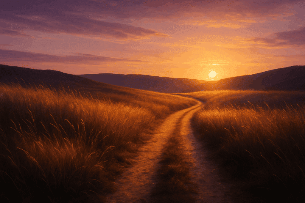 Zachód słońca nad ścieżką – inspiracja do podjęcia świadomej decyzji o zmianie